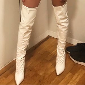 White Thigh High Boots